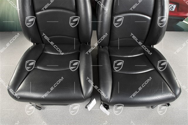 Fotele, regulowane elektrycznie, skóra, czarne, komplet (L+R)