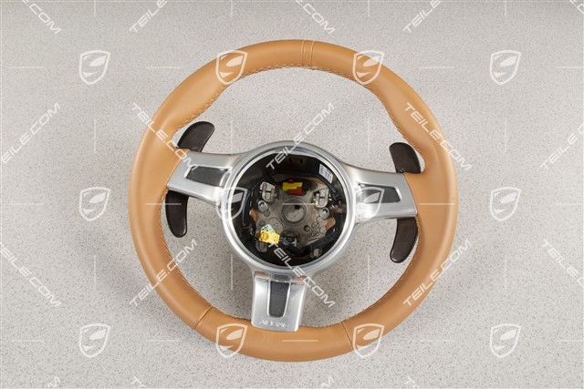 Sport steering wheel with Paddles PDK Sport Chrono, leather, Sand beige