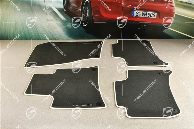 Floor mats set, velour, 4-part, Black - Crema