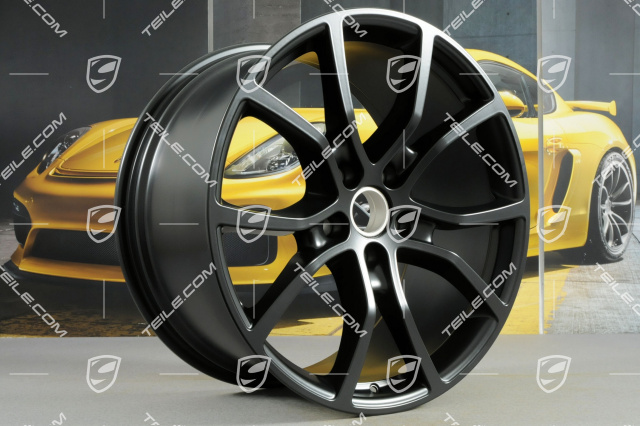 21-inch wheel rim set Cayenne ExclusiveDesign, 11J x 21 ET58 + 9,5J x 21 ET46, black satin-mat