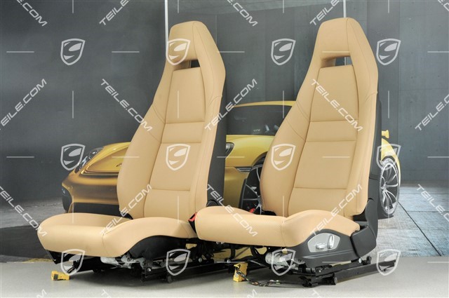 Seats, el. adjustment, Porsche logo, leatherette, Luxor Beige/Black, set (L+R)