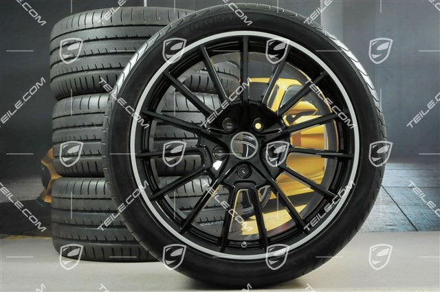 21-inch Cayenne SportPlus wheel set, wheels 10Jx21 ET50 + 10Jx21 ET45, tyres 295/35 R21Y, in black