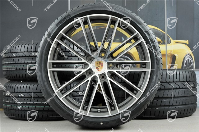 20" Sommerräder 911 Turbo IV, Felgen 11,5J x 20 ET56 + 9J x 20 ET51 + NEUE Pirelli Sommerreifen 305/30 ZR20 + 245/35 ZR20, Titan