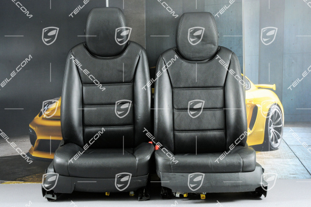 Seats, el adjustable, Lumbar, ruffled leather, Black, set (L+R)