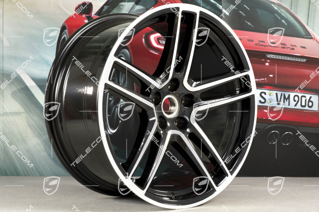 20-inch alloy wheel "Macan Turbo", 9J x 20 ET26 + 10J x 20 ET19, BORBET, Jet Black