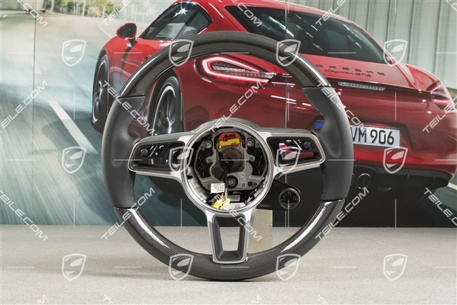 Multifunction steering wheel, Leather/Carbon, Heated, Black