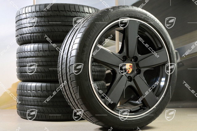 21" Sport Classic summer wheels set, rims 10J x 21 ET50 + NEW summer tyres 295/35 R21, in black (glossy), with TPMS