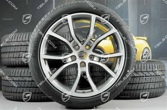 21-inch Cayenne Exclusive Design summer wheel set, rims 9,5J x 21 ET46 + 11,0J x 21 ET58 + NEW Pirelli P Zero summer tyres 285/40 R21 + 315/35 R21, with TPMS