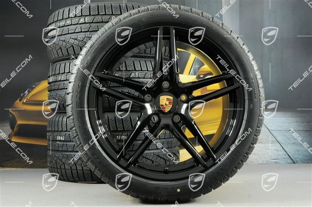 19-inch winter wheels set Carrera, rims 8,5J x 19 ET50 + 11J x 19 ET56 + Pirelli Sottozero II winter tyres 235/40 R19 + 295/35 R19, not for vehicles with PCCB +not for vehicles with rear-axle steering, black high gloss