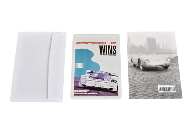 Porsche Museum Metalowa kartka pocztowa Miami GP 962 10 x 15 cm