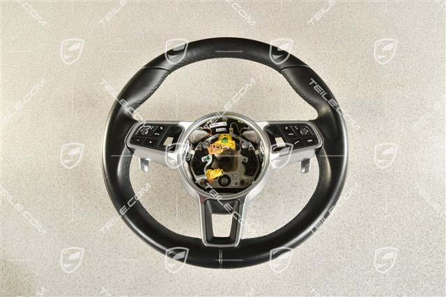 Multifunction steering wheel with Paddles PDK, 3-spoke, heated, Leather Black