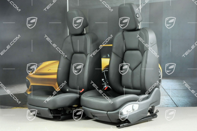 Seats, elect. adjustment, leather, black, set (L+R)