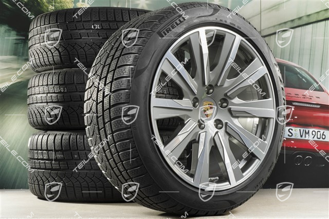 20" Taycan Tequipment Design Winterräder Satz, Felgen 9J x 20 ET54 + 11J x 20 ET60 + NEUE Pirelli Winterreifen 245/45 R20 + 285/40 R20