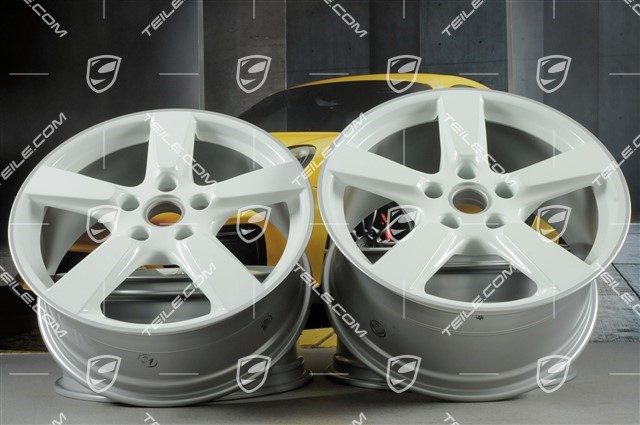 19" Cayman S Felgensatz, 8J x 19 x ET 57 + 9,5J x 19 x ET 45, Felgenstern in Weiß