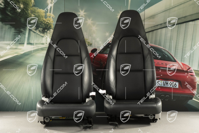 Seats, el. adjustable, heating, leather, black, set, L+R