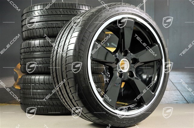 20" Sport Classic summer wheels set, black glossy, rims 9,5J x 20 ET65 + 11,5 x 20 ET63 + summer tyres 255/40 ZR20 + 295/35 ZR20, with TPM