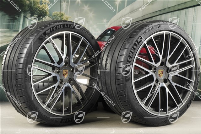 21-inch Turbo V summer wheel set, wheel rims 9,5J x 21 ET71 + 11,5J x 21 ET69 + NEW Michelin summer tyres 275/35 R21 + 315/30 R21, with TPMS