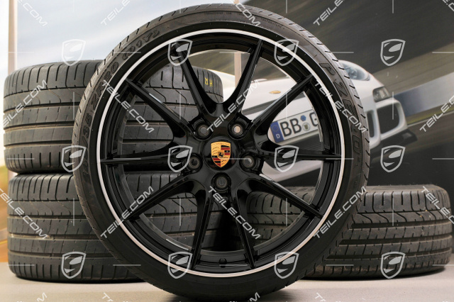 20-inch Carrera S (III) summer wheel set, black, 8,5J x 20 RT51 + 11J x 20 ET70, tyres 245/35 ZR20 + 295/30 ZR20, with TPM