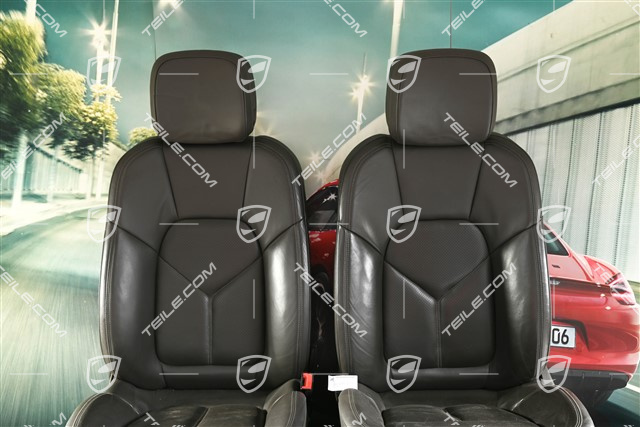 Seats, right el. adjustment, left manual, leather, agate grey, set (L+R)