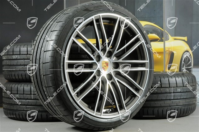 20" Turbo IV Sommerräder Satz, Felgen 8,5J x 20 ET57 + 10,5J x 20 ET47 + Sommerreifen 235/35 ZR20 + 265/35 ZR20, mit RDK-Sensoren