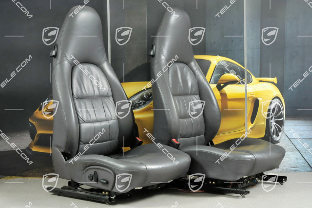 Seats, el adjustable, heating, Lumbar, leather, Space grey, set (L+R)