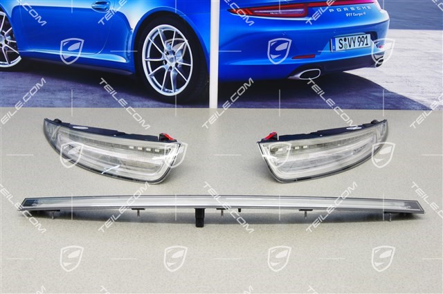 Lampy tylne przezroczyste (białe), komplet (L+R+blenda tylna), C4 / C4S / C4GTS / Targa4 / Targa4S / Targa4GTS