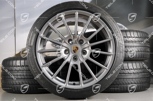 20-inch Panamera Sport summer wheel set, 2 x 9,5J x 20 ET 65 + 2 x 11,5 J x 20 ET 63, Michelin summer tyres 255/40 ZR20 + 295/35 ZR20 with TPM