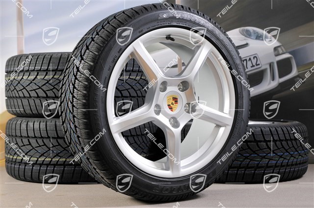 18" Boxster winter wheel set, 8J x 18 ET57 + 9J x 18 ET47 + winter tyres Dunlop 235/45 R18 + 265/45 R18, without TPM