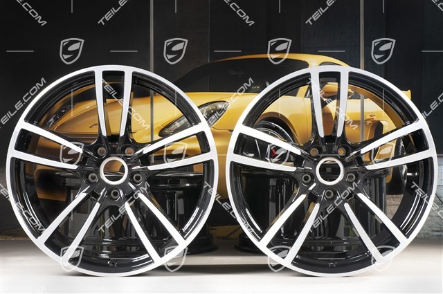 21-inch wheel rim set Cayenne Turbo, 11J x 21 ET58 + 9,5J x 21 ET46, black high gloss
