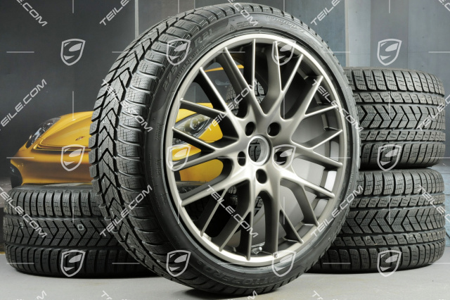 21" Winterräder Satz "SportDesign", Felgen 9,5 J x 21 ET71 + 10,5 J x 21 ET71 + NEUE Pirelli Sottozero III Winterreifen 275/35 R21 + 315/30 R21, Platinum Seidenmatt