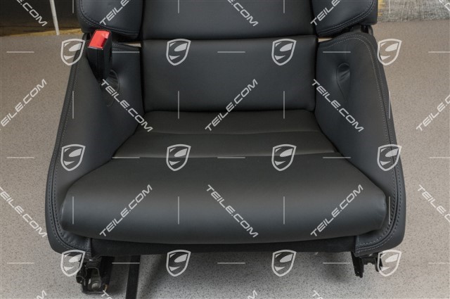 Sportowy fotel kubełkowy, składany, skóra, czarny, L