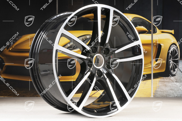 21-inch wheel rim set Cayenne Turbo, 11J x 21 ET58 + 9,5J x 21 ET46, black high gloss