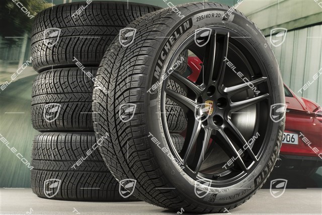 20-inch "Macan Turbo" winter wheels set, rims 9J x 20 ET26 + 10J x 20 ET19 + Michelin Latitude Alpin 5, 265/45 R20 + 295/40 R20, black satin mat, with TPMS