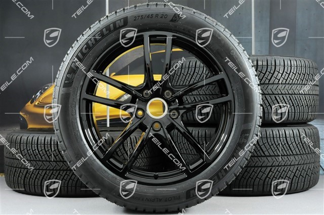 20-inch Cayenne Sport winter wheel set, rims 9J x 20 ET50 + 10,5J x 20 ET64 + Michelin winter tyres 275/45 R20 + 305/40 R20, with TPMS, black high-gloss