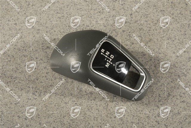 Gearshift knob, Upper part, leather, Slate grey
