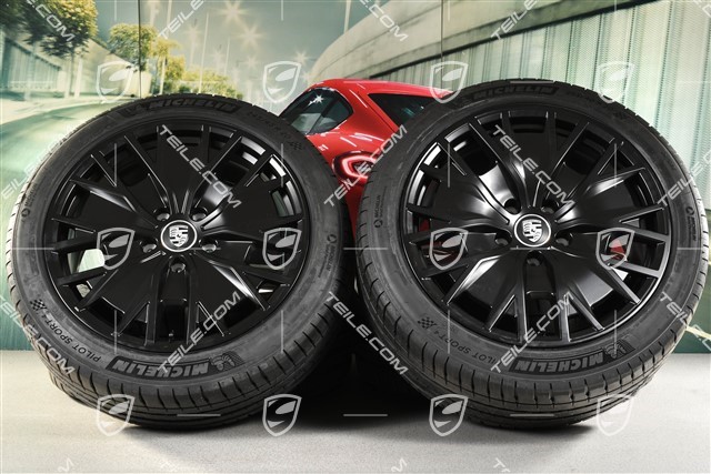 20-inch Turbo S Aero Design summer wheel set, rims 9J x 20 ET54 + 11J x 20 ET60, Michelin summer tyres 245/45 R20 + 285/40 R20, in black satin-mat