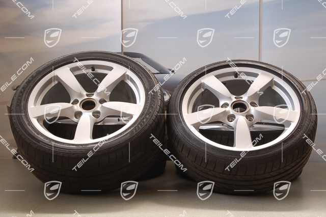 18-inch Cayman S summer wheel set, wheels 8J x 18 ET57 + 9J x 18 ET43 + tyres 235/40 ZR18 + 265/40 ZR18