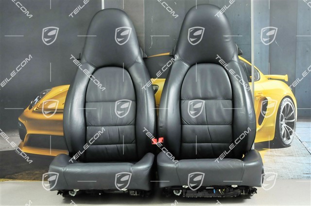 Seats, el adjustable, heating, leather, Metropole blue, Draped, set (L+R)