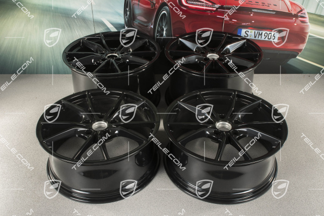 20-inch Carrera S (IV) wheel rim set, rims 8,5 J x 20 ET49 + 11,5 J x 20 ET76 in black (high gloss)