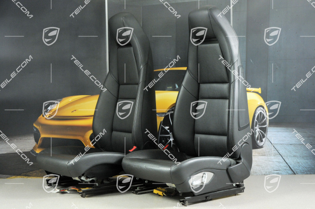 Seats, el. adjustment, leatherette, black, set (L+R)