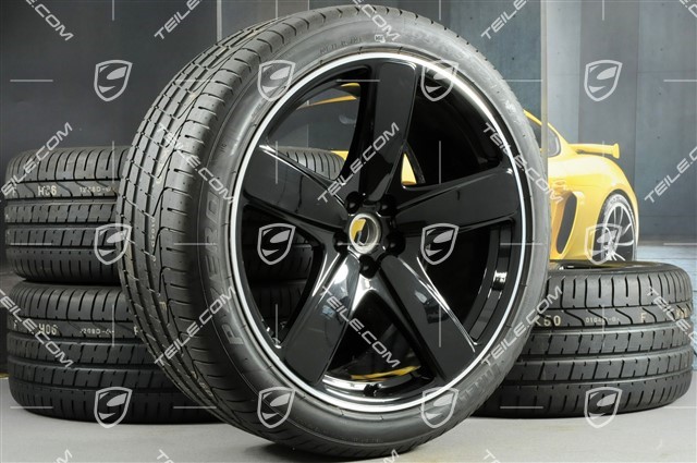 21-inch "Sport Classic" black (high gloss) summer wheels set, rims 9J x 21 ET26 + 10J x 21 ET19, Pirelli PZero summer tyres 265/40 R 21 + 295/35 R 21, with TPMS