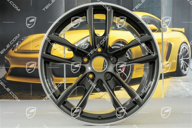 19" Komplet felg Boxster S III, 8J x 19 x ET 57 + 9,5J x 19 x ET 45, ramiona felg w kolorze Achat Grey Metallic