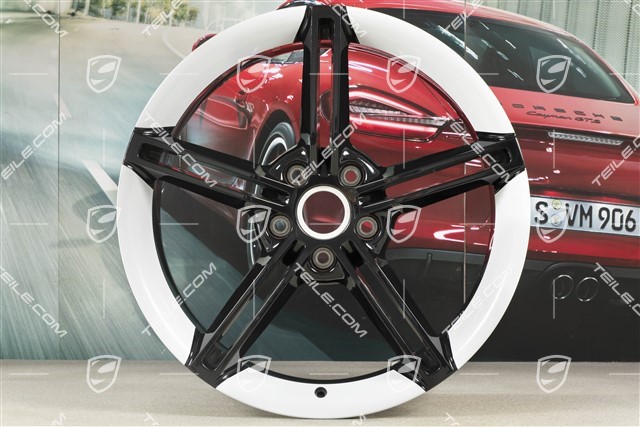 21-inch wheel rim Mission E Design, 9,5J x 21 ET60, black high gloss/Carrera white metallic