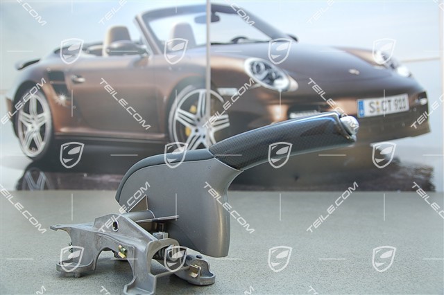 Hand-brake lever assembly, carbon, black leather