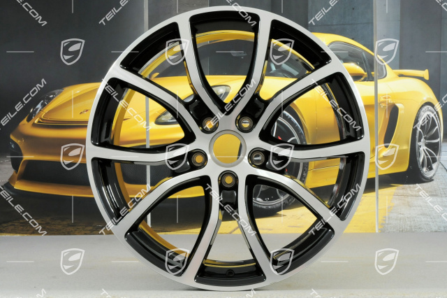 21-inch wheel rim set Cayenne ExclusiveDesign, 11J x 21 ET58 + 9,5J x 21 ET46,Jet Black Metallic