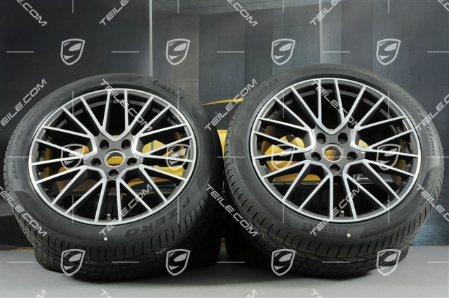 21-inch Cayenne RS Spyder summer wheel set, rims 9,5J x 21 ET46 + 11,0J x 21 ET49 + NEW Pirelli P Zero summer tyres 285/40 R21 + 315/35 R21, with TPMS