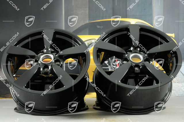 18-inch Cayman S wheel set, 8J x 18 x ET57 + 9J x 18 x ET43, black high gloss