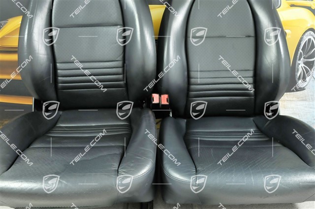 Seats, manual adjustable, heating, leather/leatherette, Metropole blue, set (L+R)