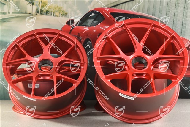 GT3RS Magnesium lightweight forged wheel rim set, 10J x 20 ET45 + 13J x 21 ET31, Pyro Red