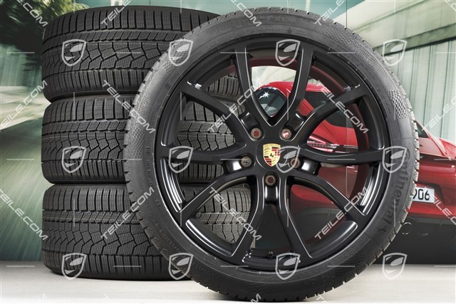 21-inch Cayenne Exclusive Design winter wheel set, rims 9,5J x 21 ET46 + 11,0J x 21 ET58 +  Continental winter tyres 275/40 R21 + 305/35 R21, with TPMS, black satin-mat